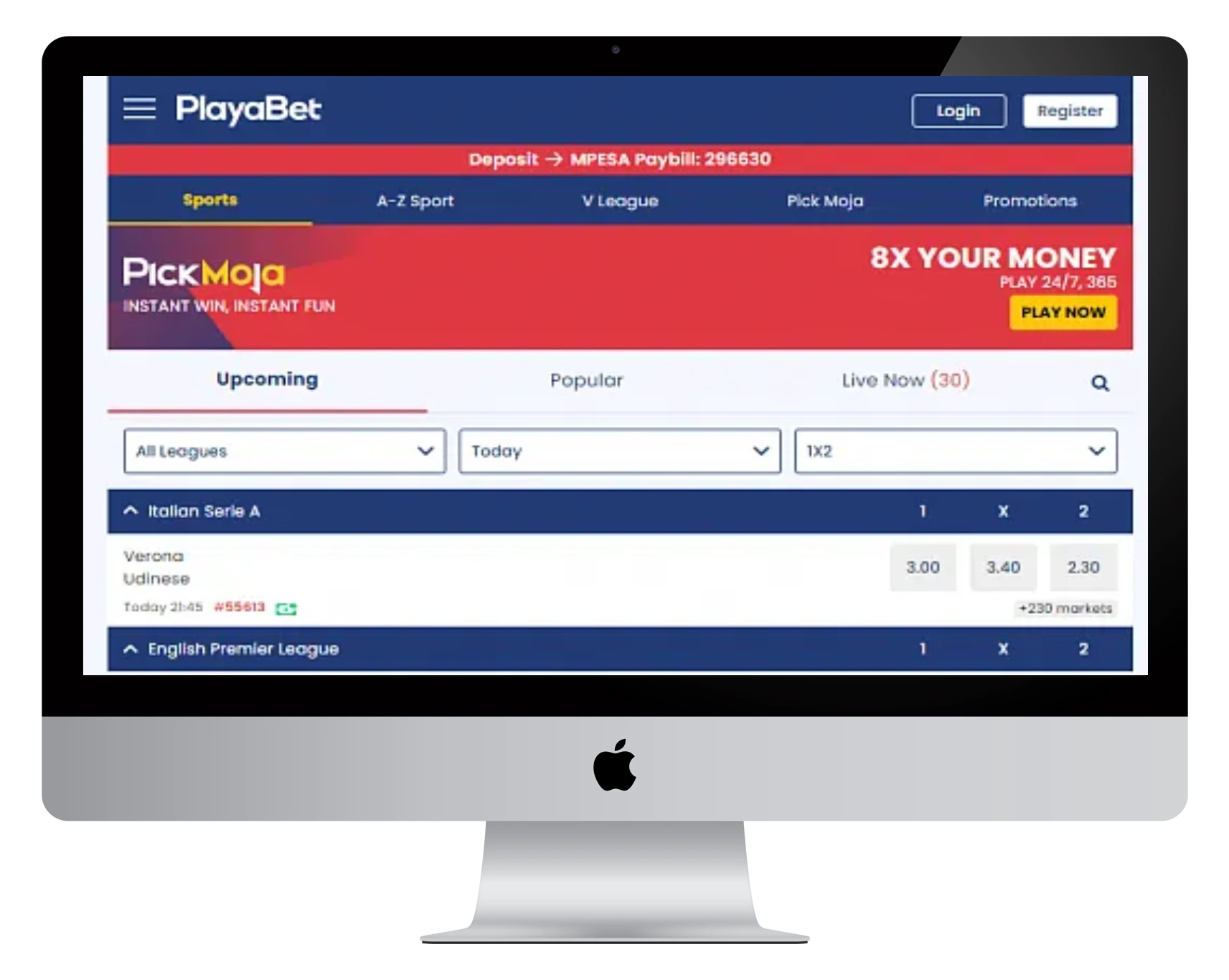 Playabet Kenya mobile app mockup